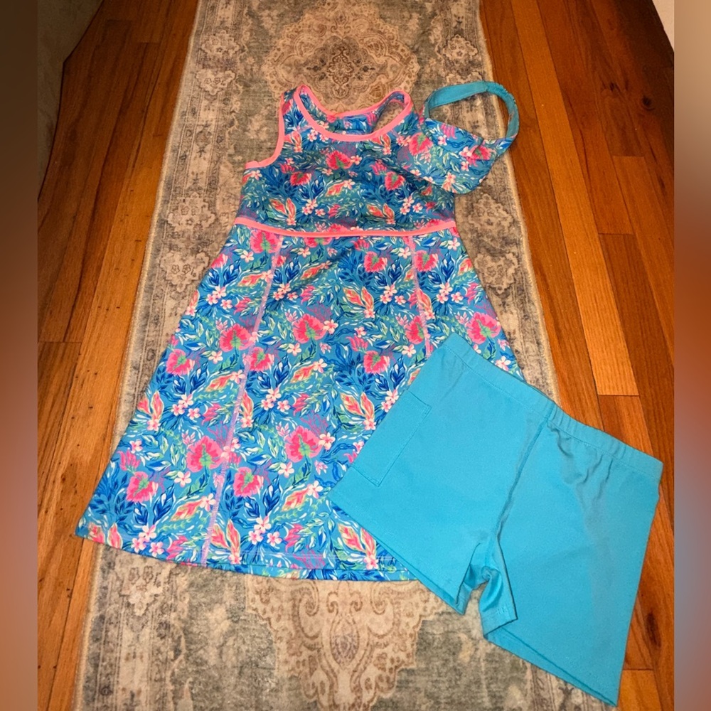 Tommy Bahama Kids Blue Floral Dress and Shorts Set